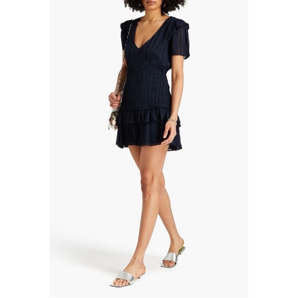 LoveShackFancy Rena dress in midnight navy size medium.